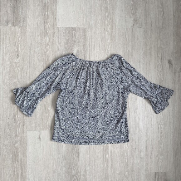 Michael Kors Top Pebble Print Flounce Sleeve Black & White Size S EUC - Picture 2 of 11